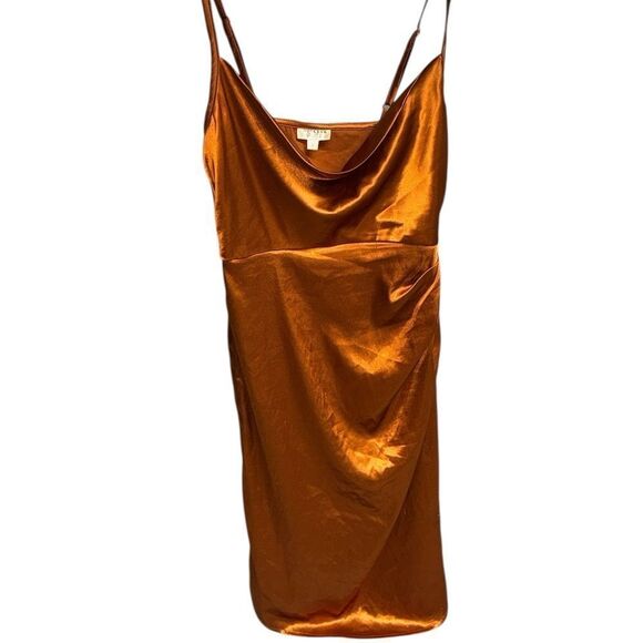 Nikasha X ANTHROPOLOGIE women’s burnt orange Ruched Mini slip Dress size 2 - Picture 5 of 11